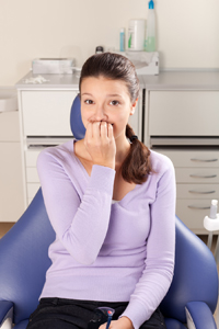 Nervous Woman in Dental Chair